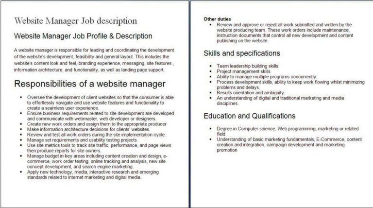 Internet Job Descriptions Sample Sample Of Internet Job Web Designer