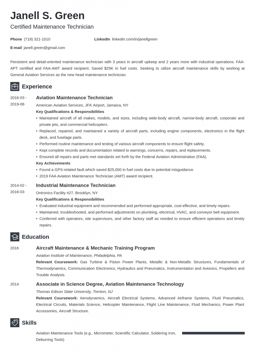 maintenance technician resume sample [key objectives] maintenance technician job description template and sample