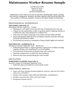 maintenance worker resume sample  resume companion building maintenance job description template