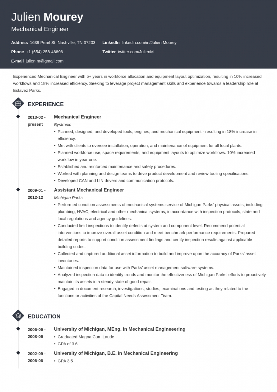 Mechanical Engineer Resume Examples Template & Guide ...