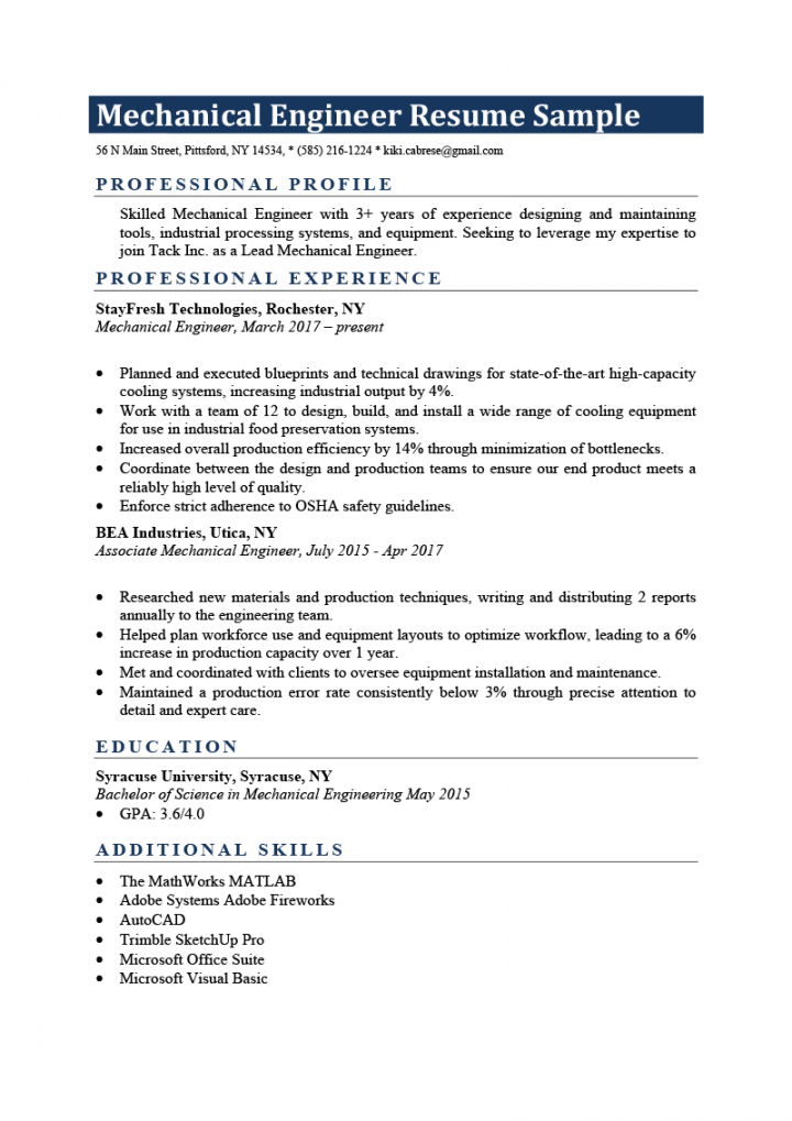 mechanical engineer resume sample &amp; writing tips  resume genius mechanical engineer job description template pdf