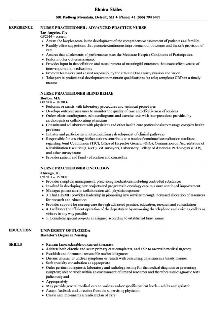 Nurse Practitioner Nurse Practitioner Resume Samples Nurse Practitioner 