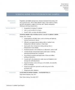 nursing home volunteer resume samples and job description volunteer job description template pdf