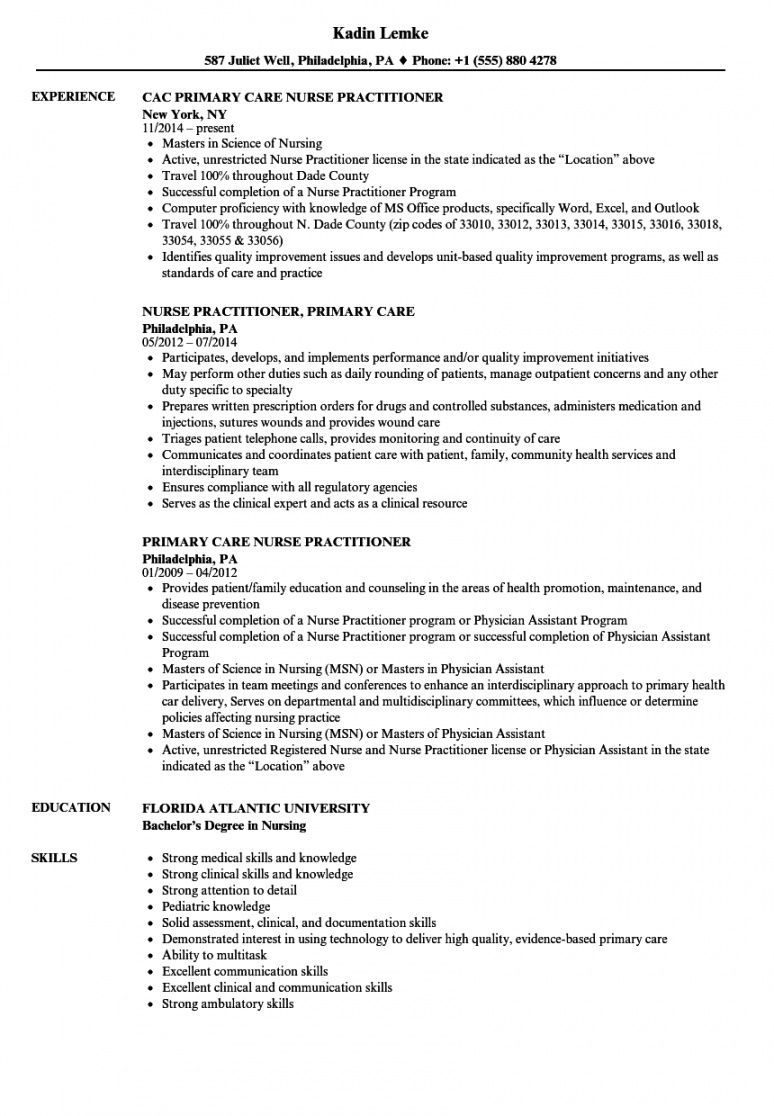 primary care nurse practitioner resume samples  velvet jobs nurse practitioner job description template