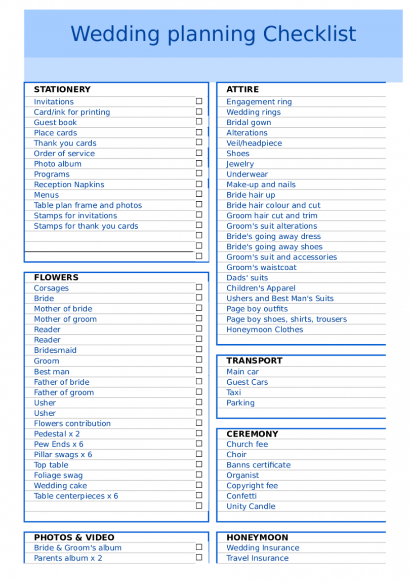 printable 2020 wedding checklist template  fillable printable pdf wedding coordinator checklist template excel