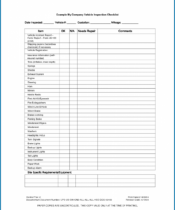 printable template truck checklist template truck inspection truck maintenance checklist template excel
