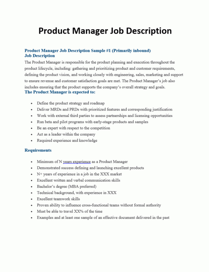 product manager job description  280 group content manager job description template doc
