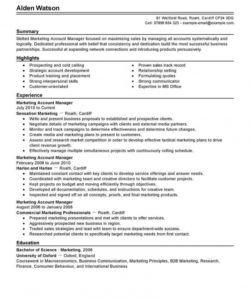 professional account manager resume examples  marketing national account manager job description template