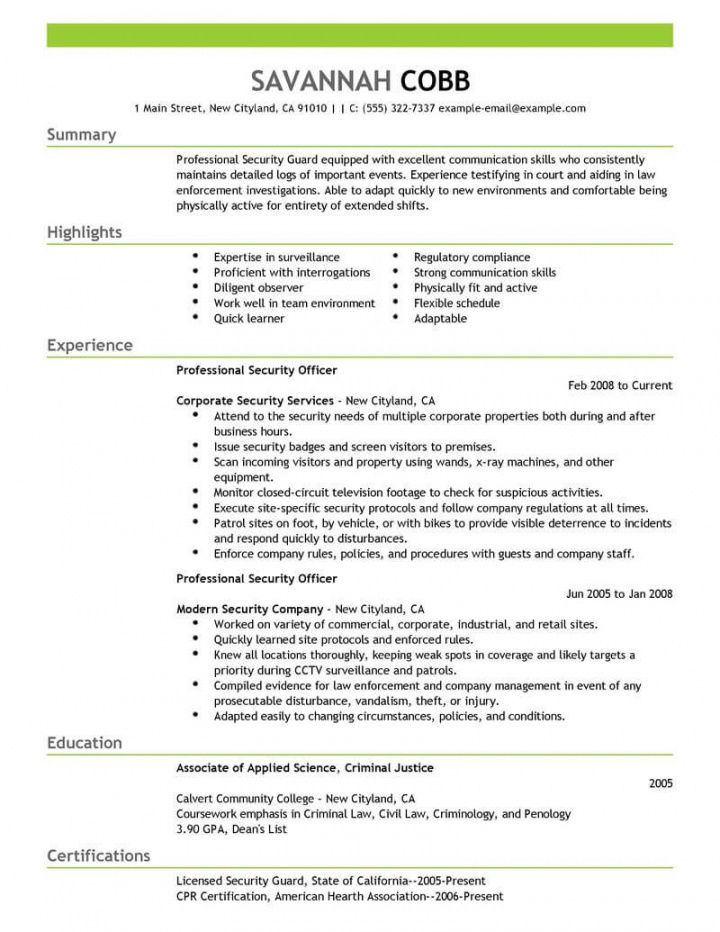 professional security officer resume examples  safety security officer job description template