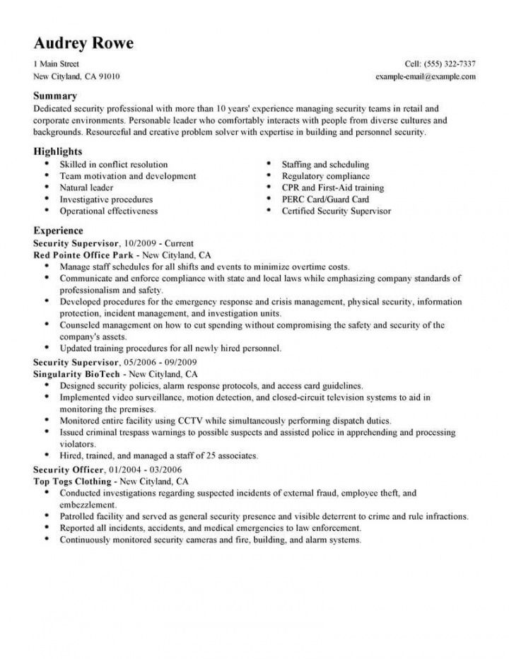 professional security supervisor resume examples  safety safety officer job description template pdf