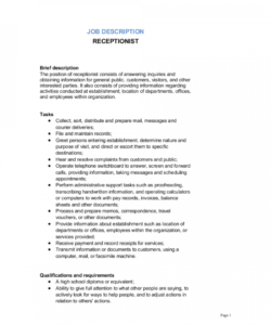 receptionist job description template  by businessinabox™ office assistant job description template and sample