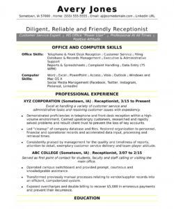 receptionist resume sample  monster receptionist job description template and sample