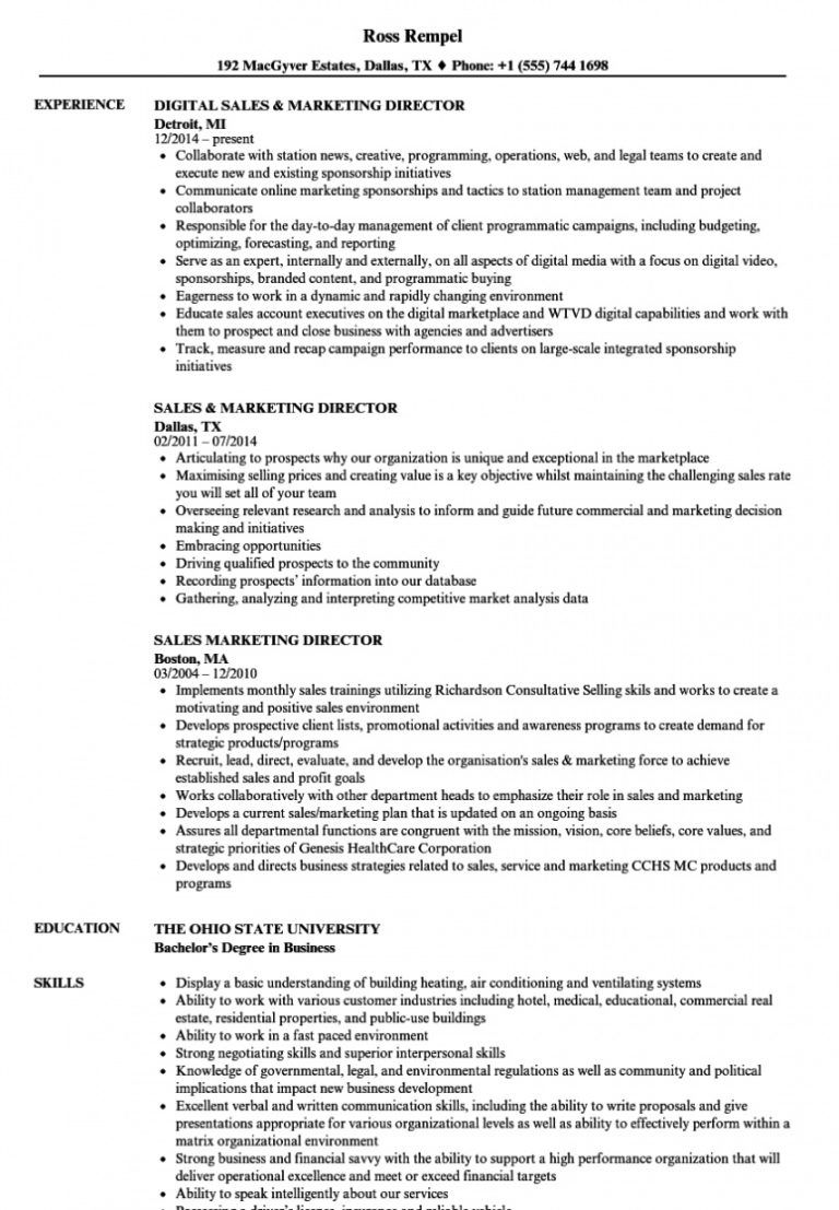 Resume Director Job Description