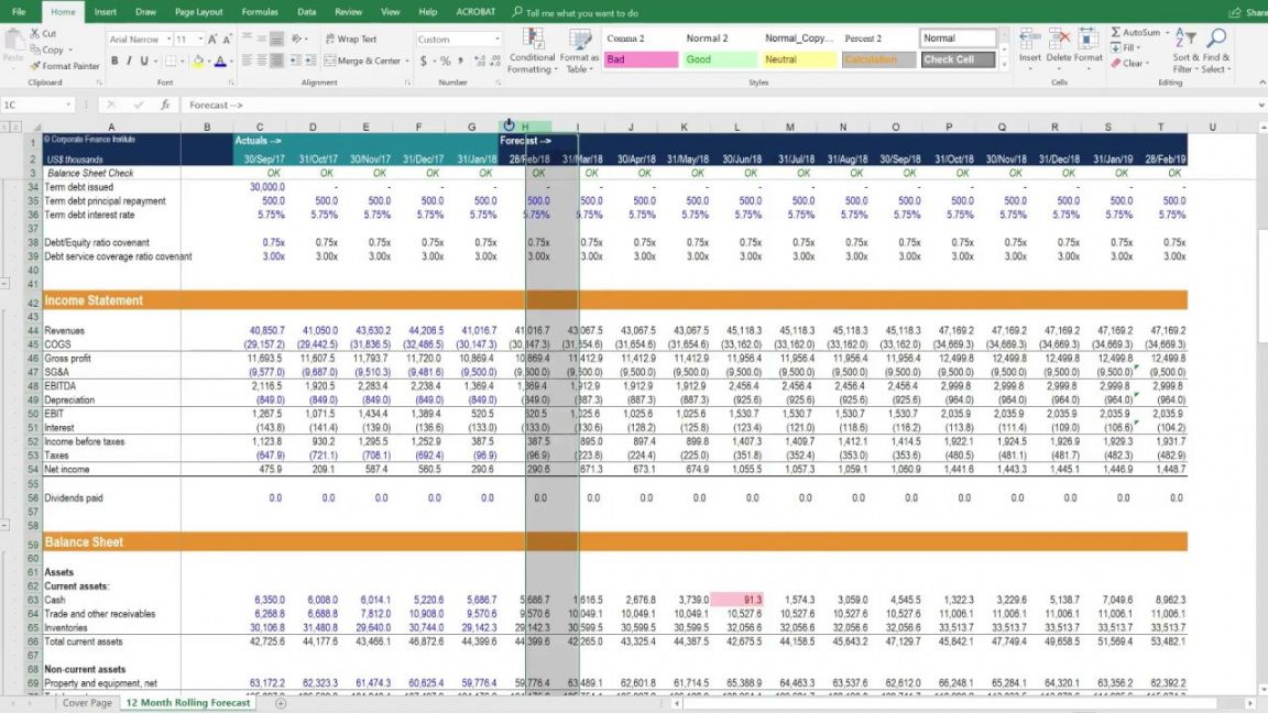 sample monthly budgeting &amp; forecasting model forecasting budget template excel