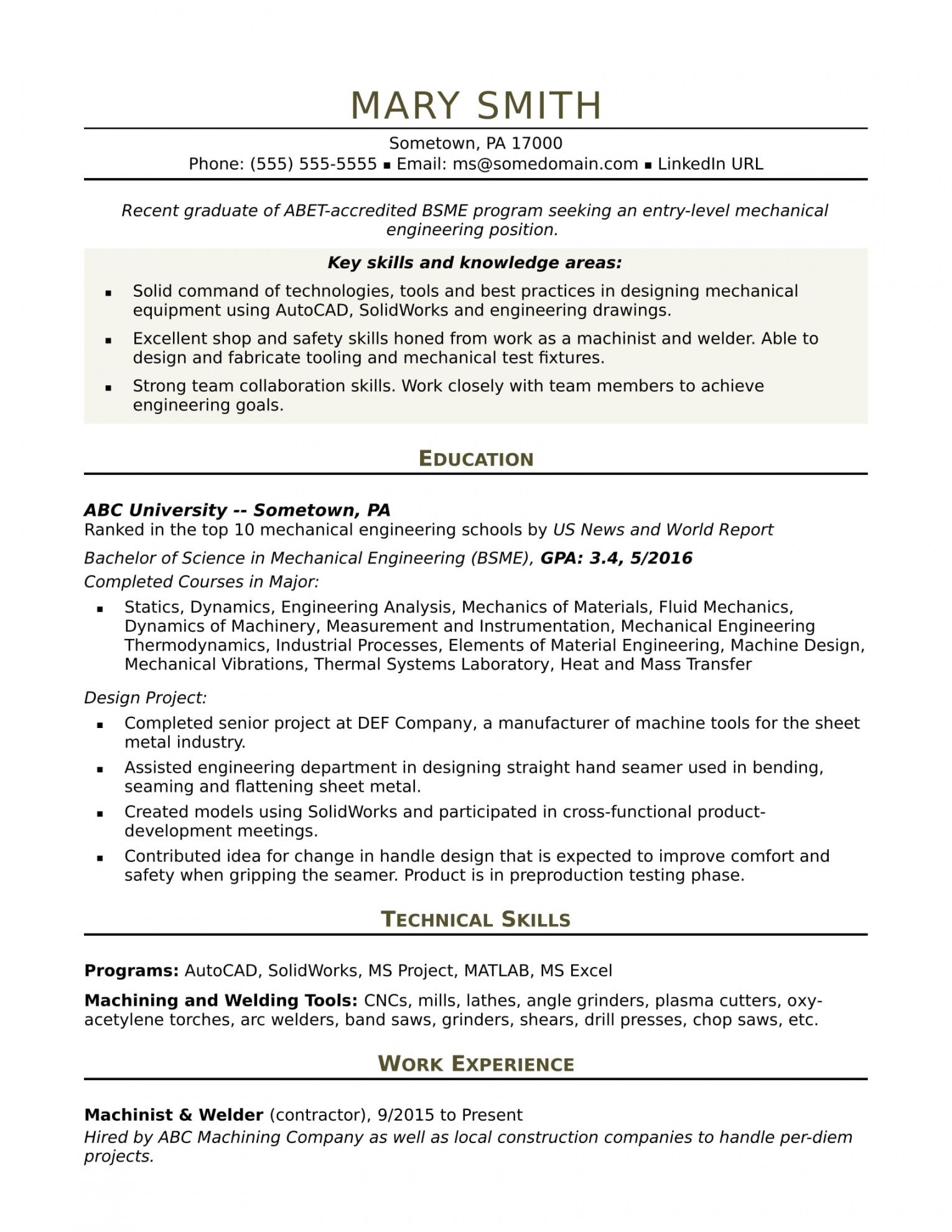 example of description on resume