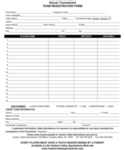 sample template  sports roster and registration form  templates youth football budget template sample