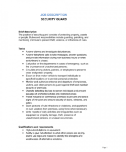 security guard job description template  by businessinabox™ security officer job description template doc