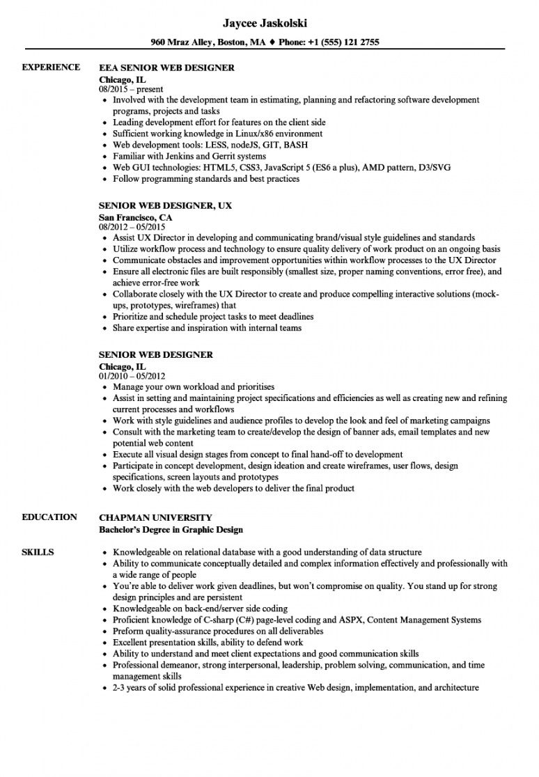 Senior Website Designer Job Description