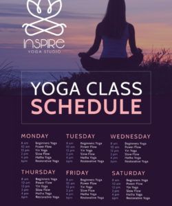 stunning yoga class schedule poster template yoga class flyer template doc