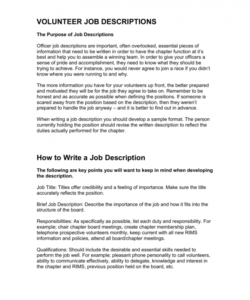 volunteer job descriptions volunteer job description template pdf