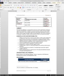 warehouse manager job description warehouse manager job description template doc