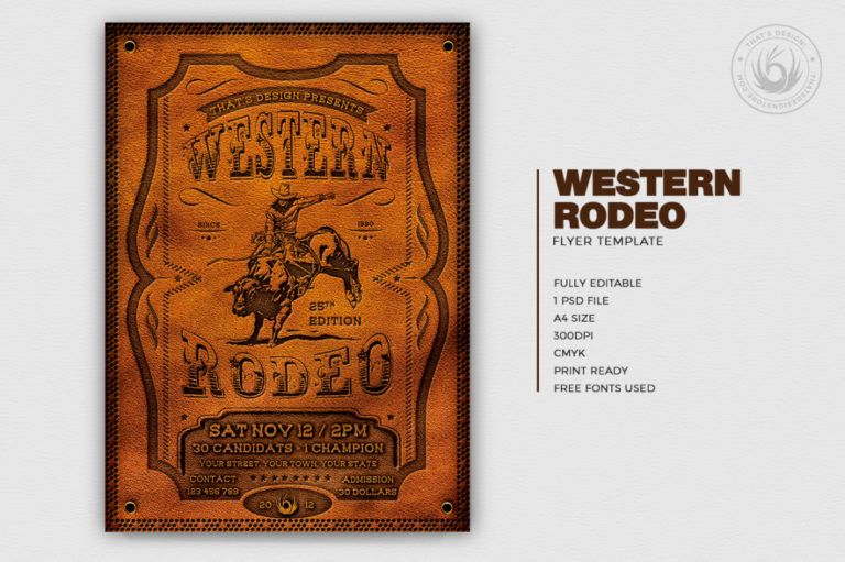 Western Rodeo Flyer Template Free Posters Design For Photoshop Bike ...