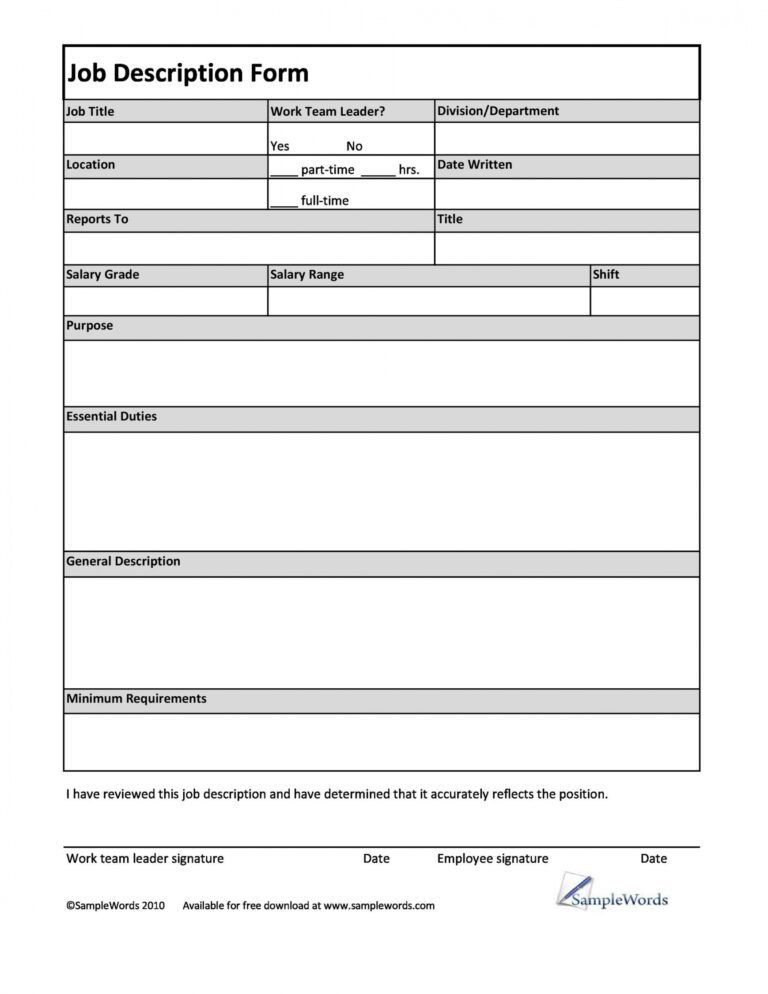 47 Job Description Templates Examples Templatelab Staff Job 