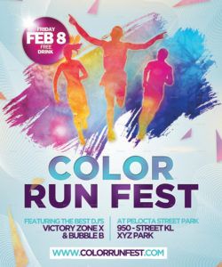 color run festival flyer template fun run flyer template pdf