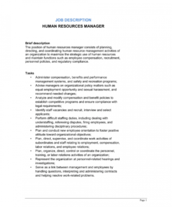 free human resources manager job description template  by hr job description template and sample