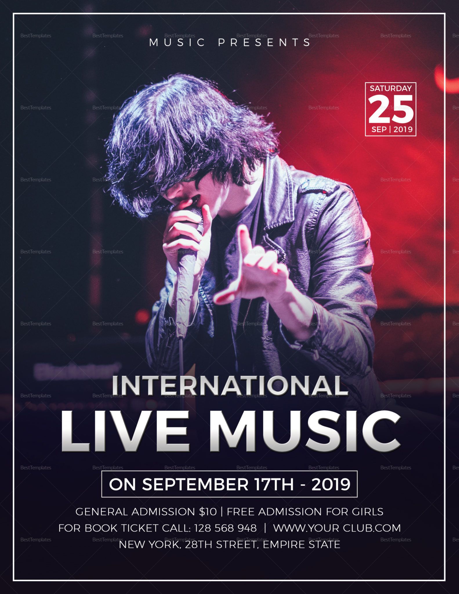 Live Music Concert Flyer Design Template In Word Psd Publisher Live