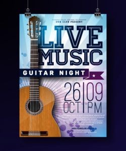 live music flyer design with acoustic guitar on grunge live music flyer template doc