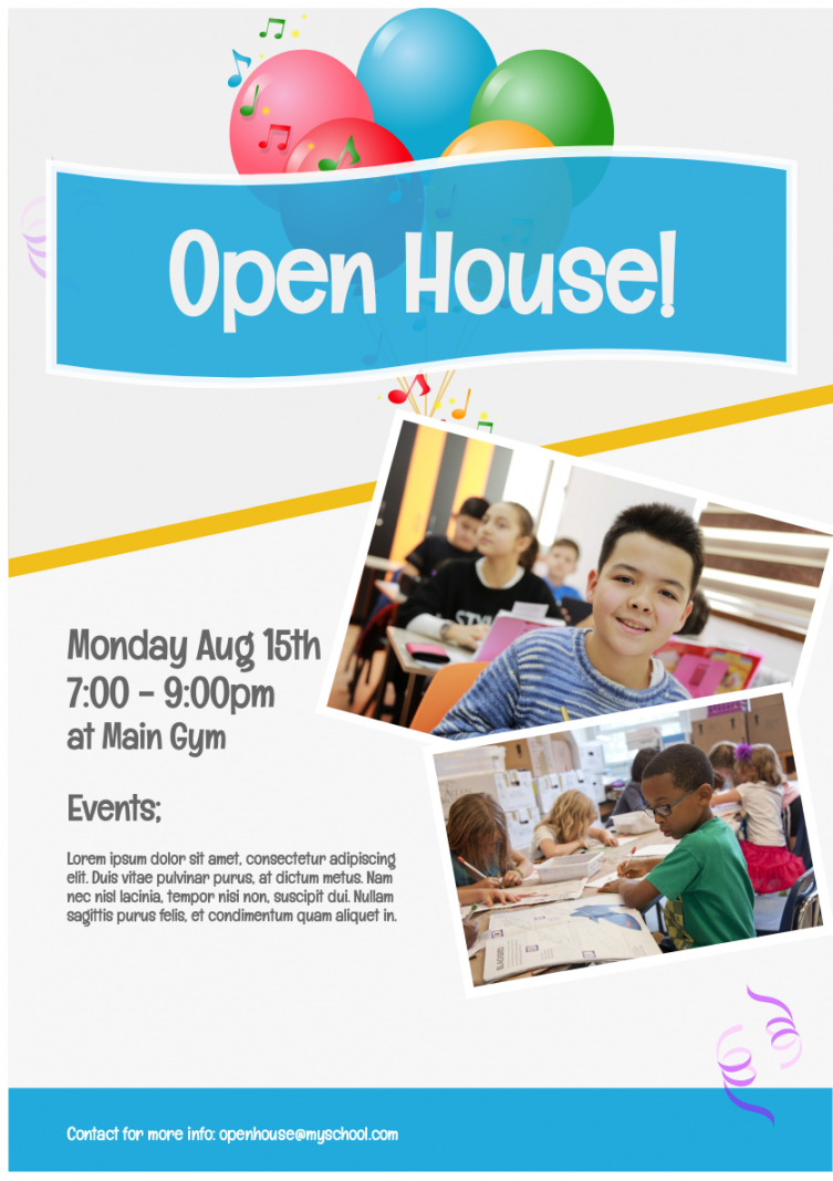 school open house  flyers template gym open house flyer template doc