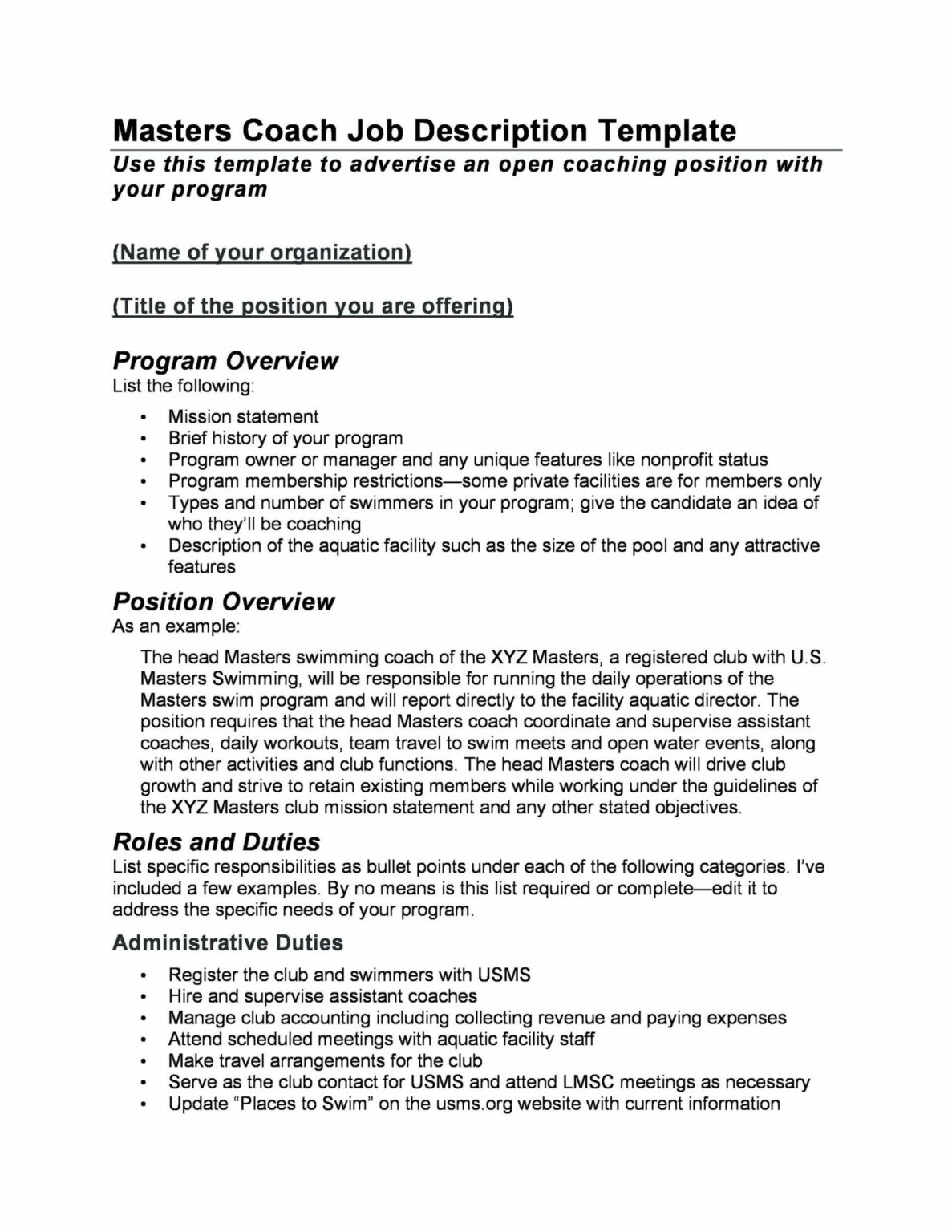 Office Support Position Job Description