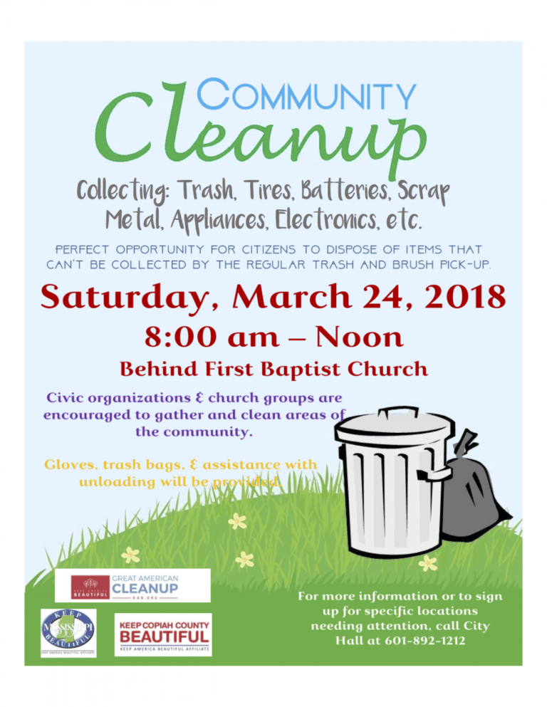 Clean Up Day • Crystal Springs • Mississippi Neighborhood Cleanup Flyer