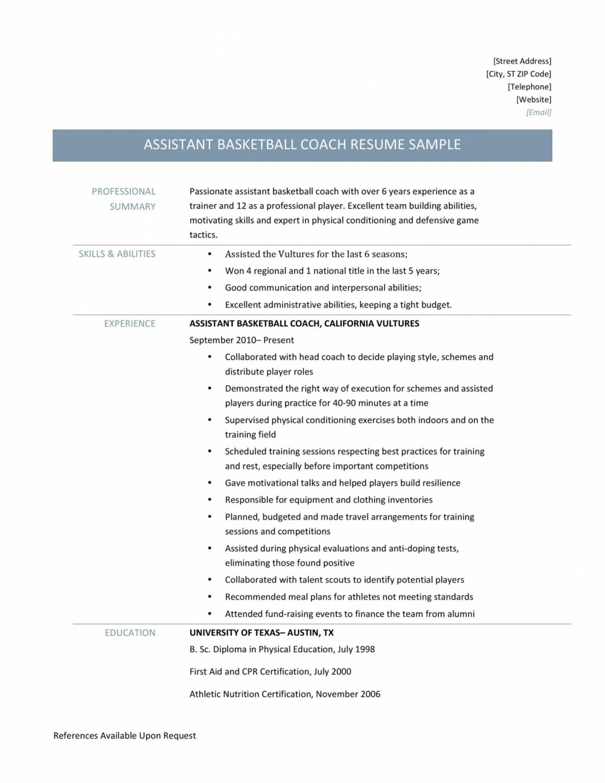 Coaching Resume Template