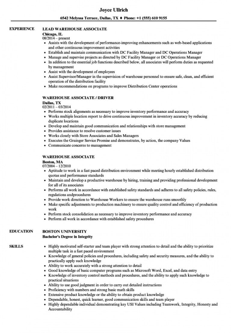 Best Warehouse Job Description Template Sample Dremelmicro