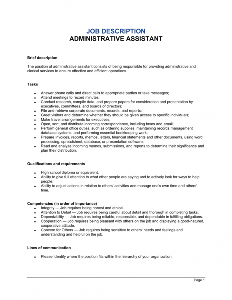 Pin On Job Description Template Www Vrogue Co   Editable Marketing Assistant Job Description Template Pdf Example 768x991 