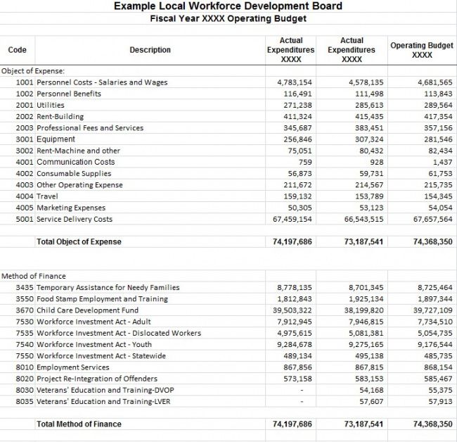 Annual Operating Budget Template Excel