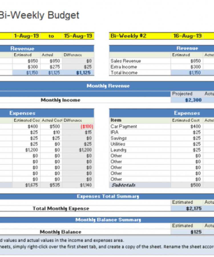 Reality Show Budget Template