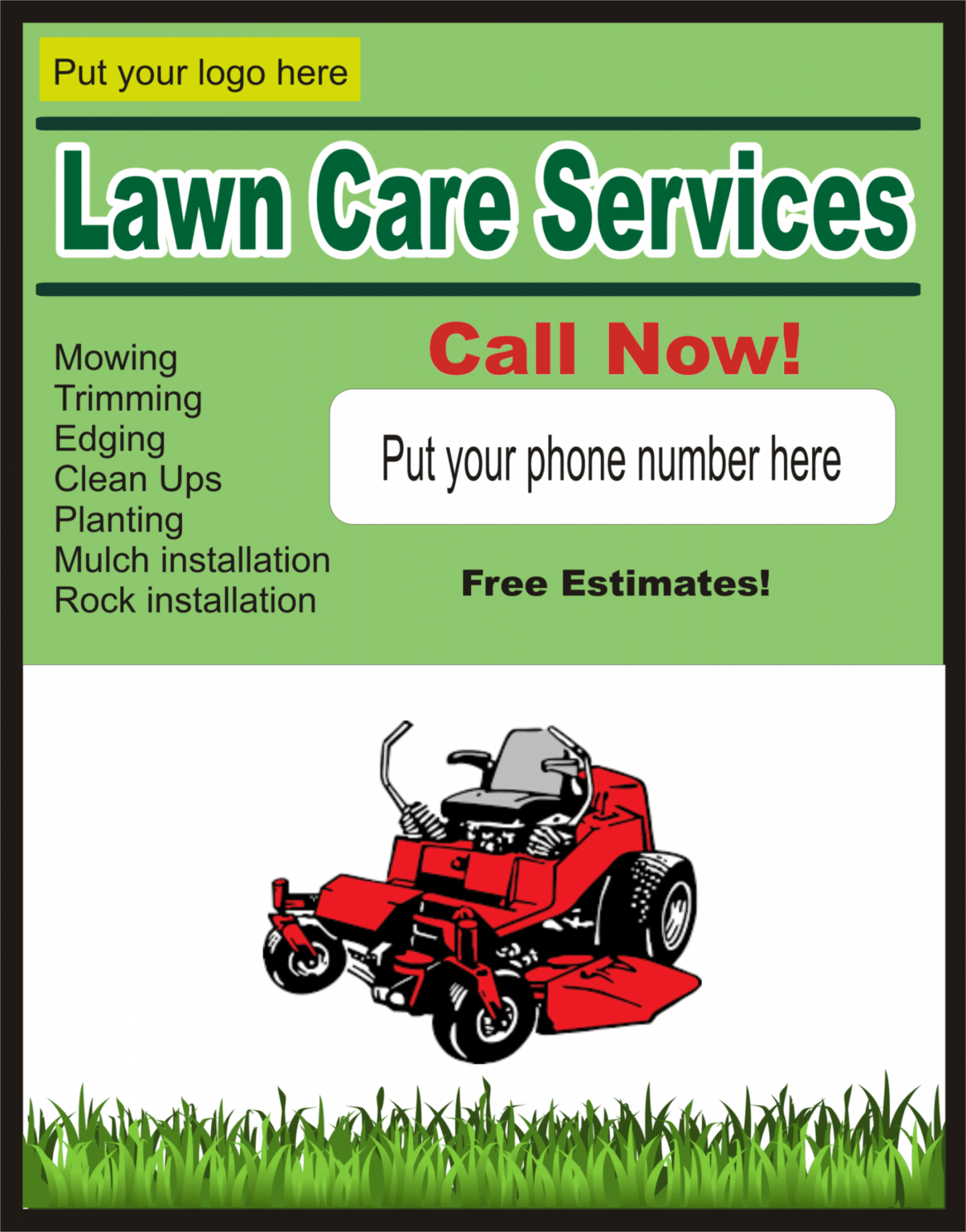 Printable Lawn Mowing Flyer Template Doc Dremelmicro