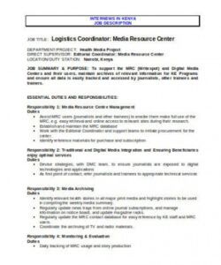 10 logistics coordinator job description templates in pdf logistics manager job description template