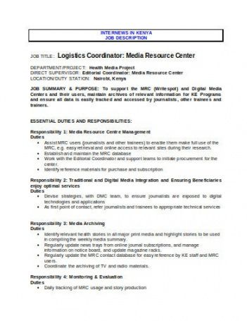 10 logistics coordinator job description templates in pdf logistics manager job description template