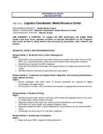 10 Logistics Coordinator Job Description Templates In Pdf Logistics   10 Logistics Coordinator Job Description Templates In Pdf Logistics Manager Job Description Template 