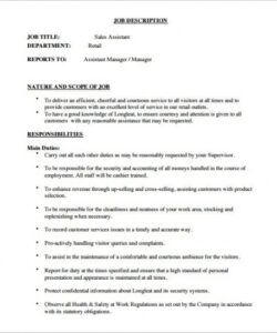 12 assistant manager job description templates  free retail job description template pdf