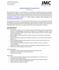 administrative assistant job description  gotilo administrative assistant job description template