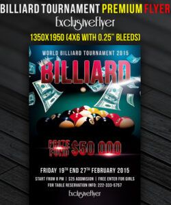 billiard tournament  premium flyer template on behance pool tournament flyer template doc