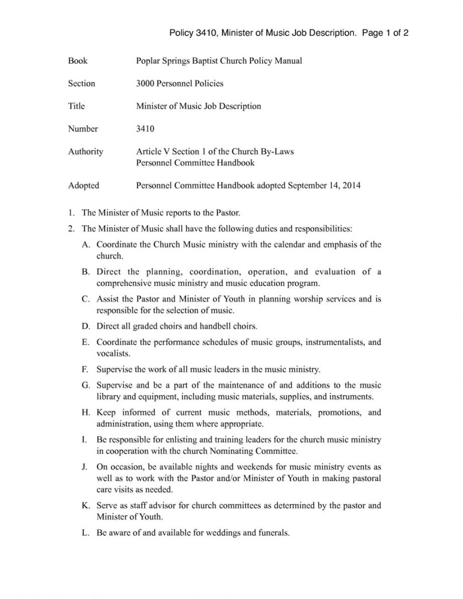 church policy 3410 minister of music job description worship leader job description template pdf