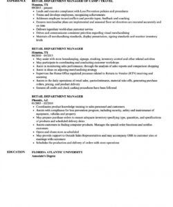 department supervisor resume  templatedose retail store manager job description template and sample