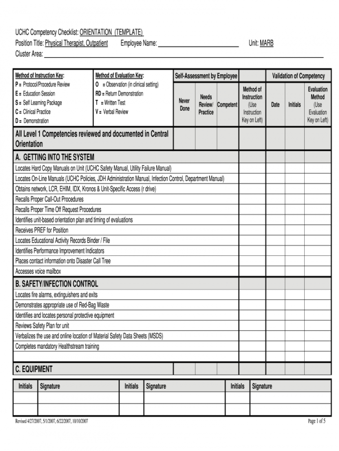 free 2007 form uchc competency checklist fill online printable nursing skills checklist template examples