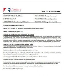 free 9 bank teller job description templates  free sample coaching job description template pdf